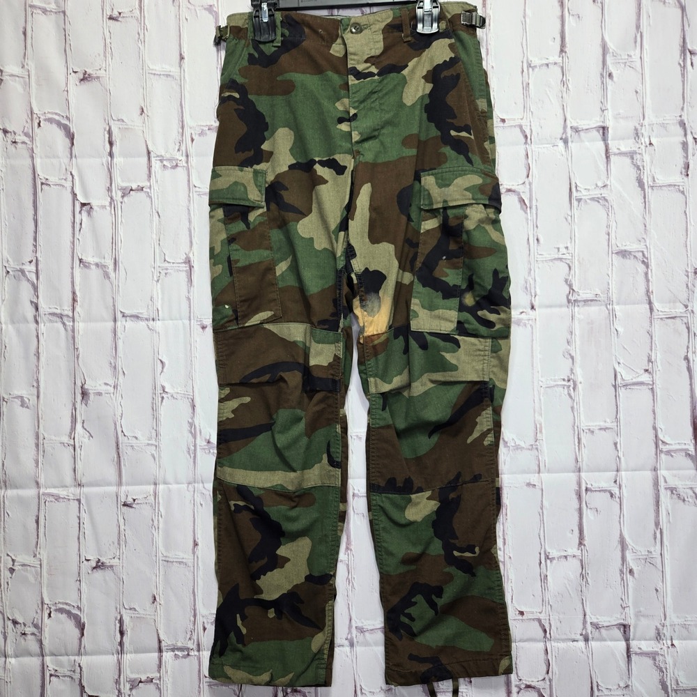 Military Trousers Woodland Camo Cargo BDU Combat Pants Mens Small Reg Adjustable